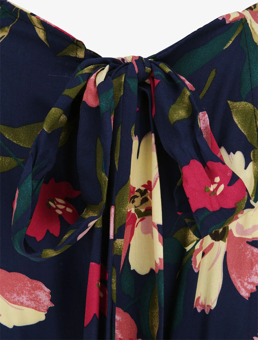 Robe longue imprimée marguerites géantes - Marine/rose - Image 3