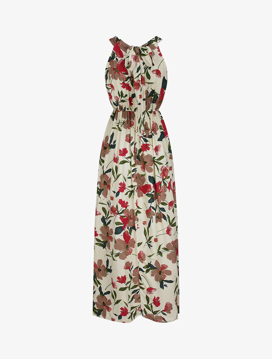 Robe longue imprimée marguerites géantes - Beige/rose foncé - Image 2