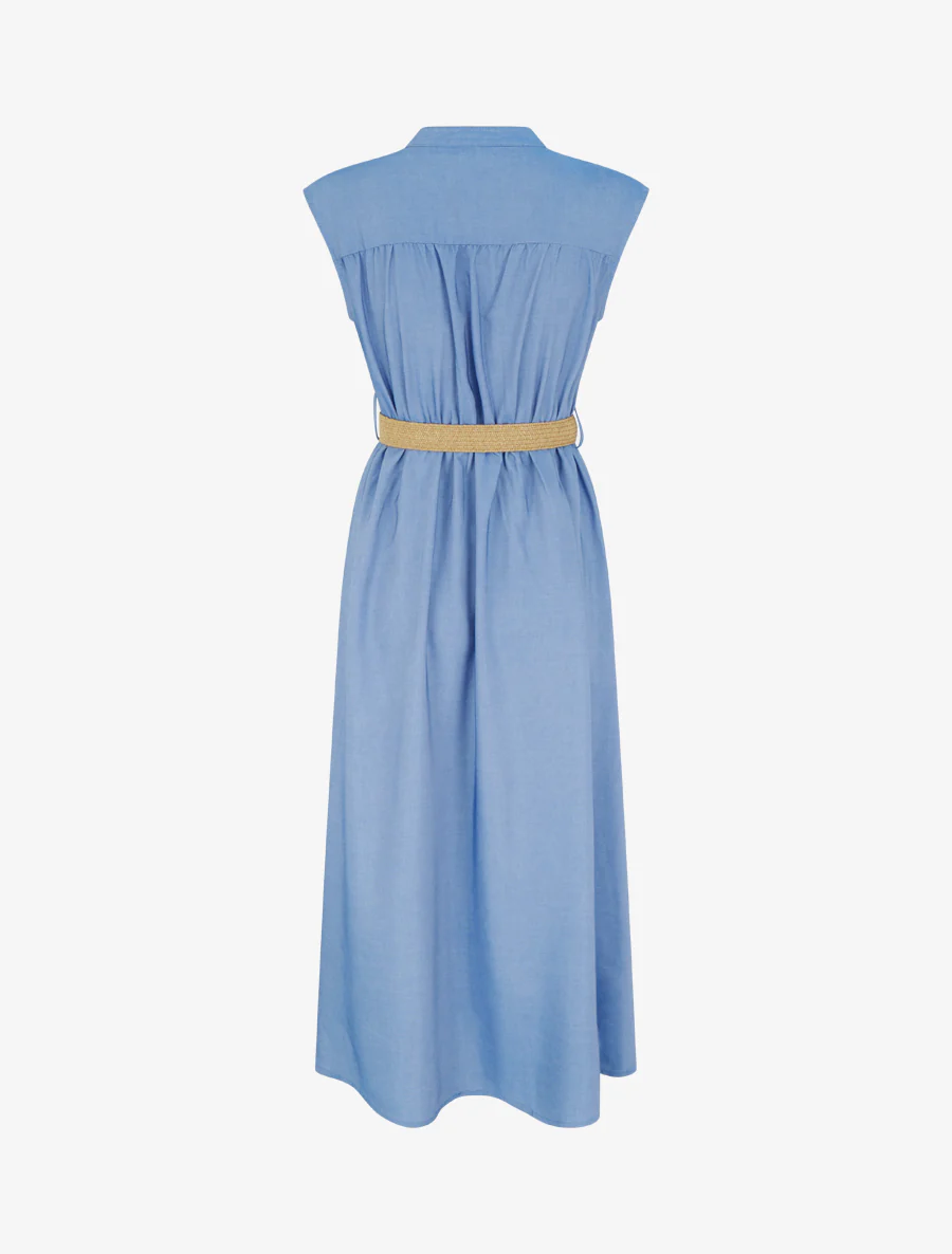 Robe longue sans manches à col boutonné - Bleu clair - Image 2