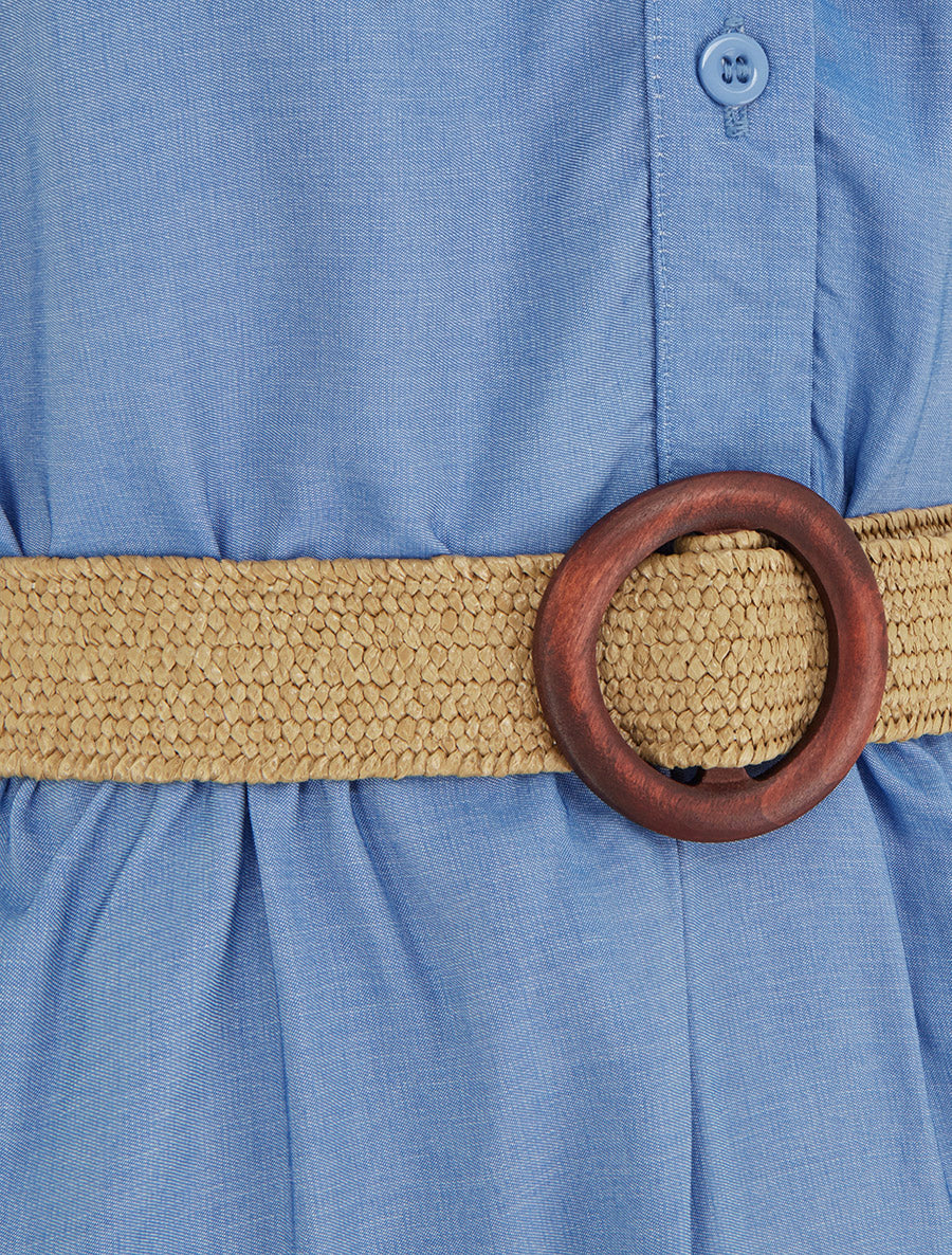 Robe longue sans manches à col boutonné - Bleu clair - Image 3