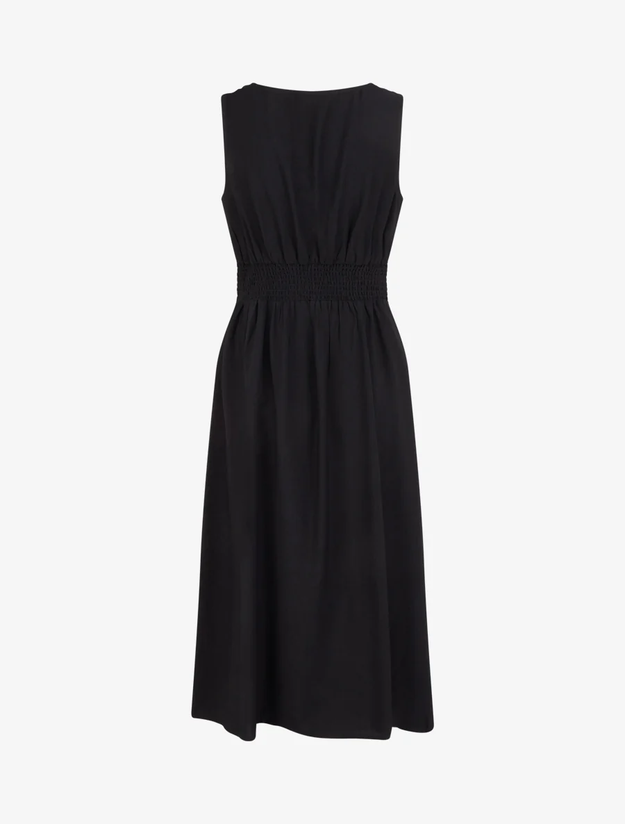 Robe longue sans manches à effet drapé - Noir - Image 2
