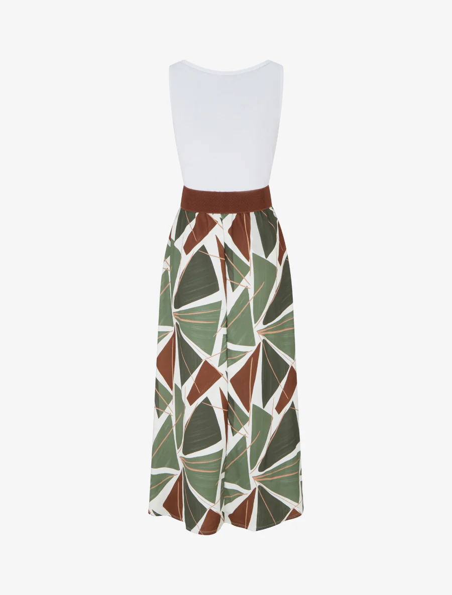 Robe longue sans manches imprimé graphique - Kaki - Image 2