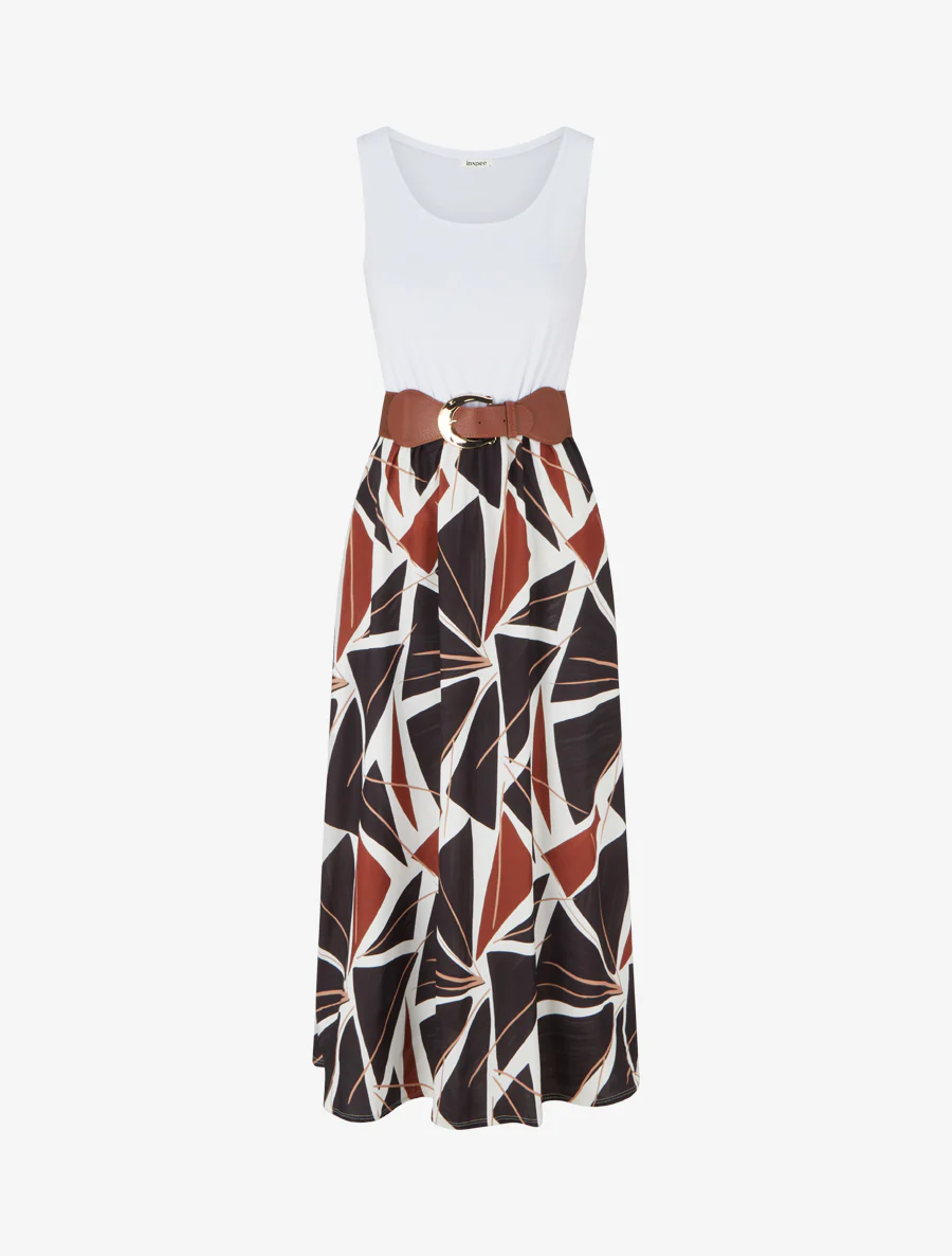 Robe longue sans manches imprimé graphique - Noir