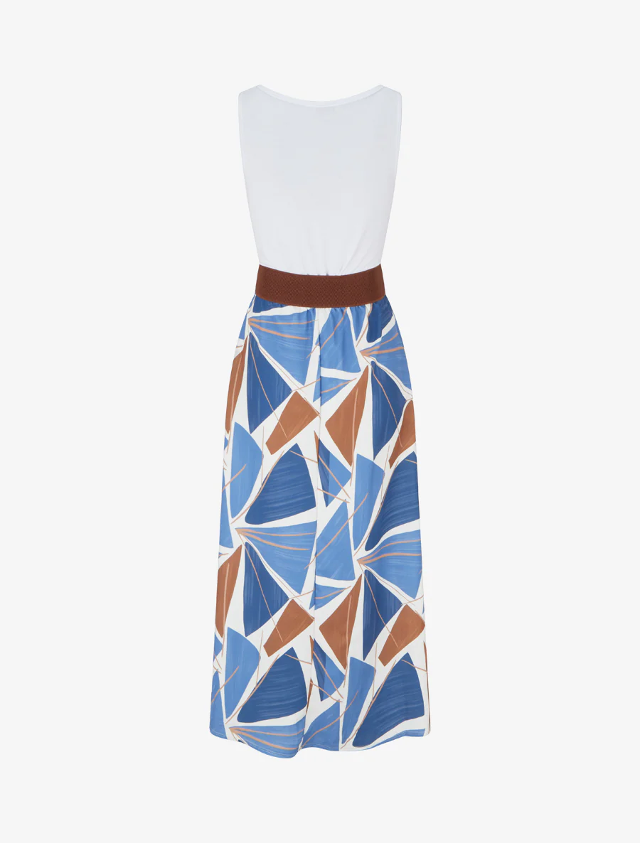 Robe longue sans manches imprimé graphique - Bleu clair - Image 2