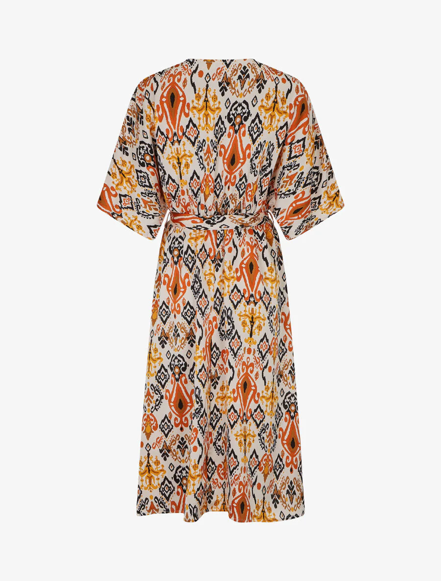 Robe longue style kimono imprimé aztèque - Marron - Image 2