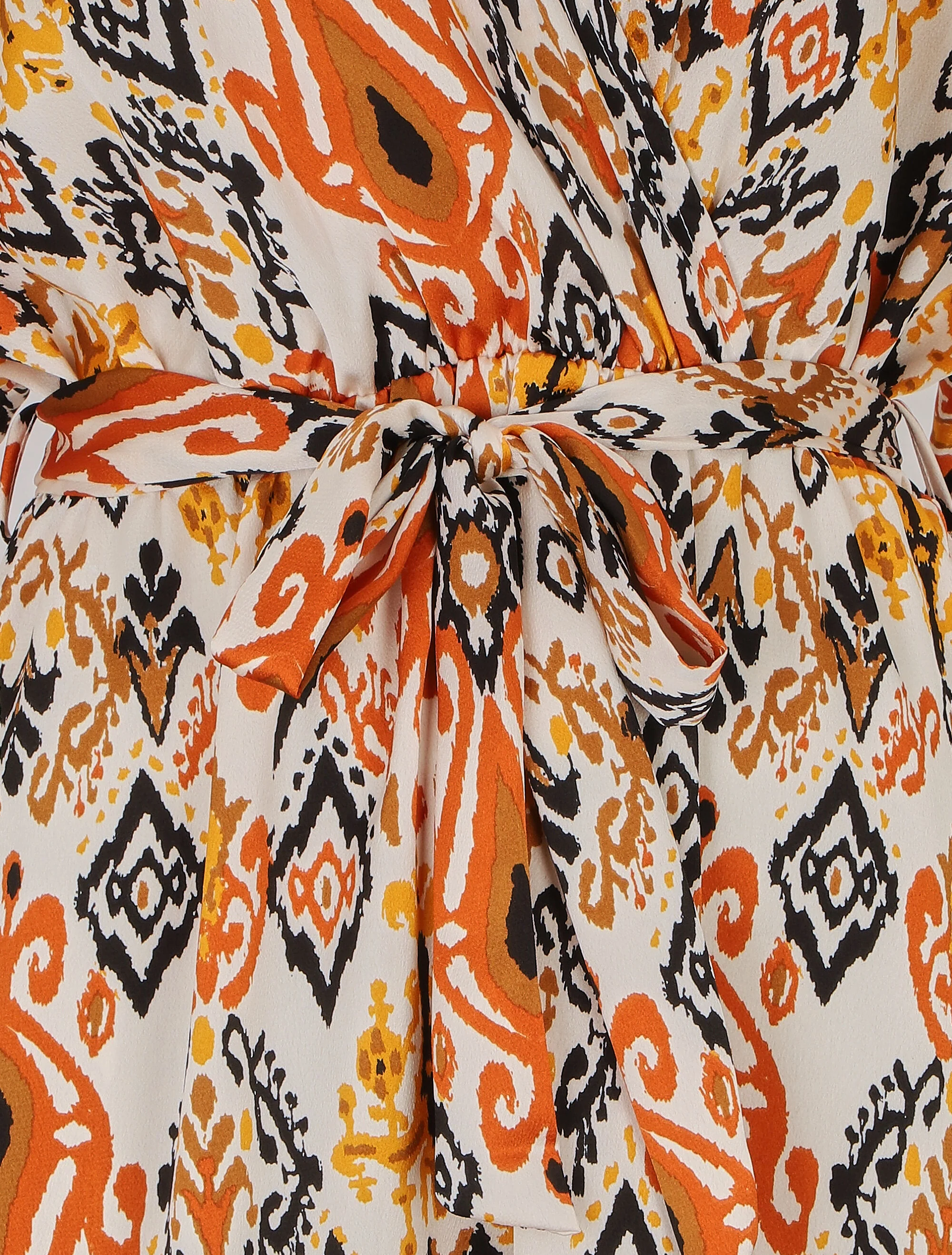 Robe longue style kimono imprimé aztèque - Marron - Image 3