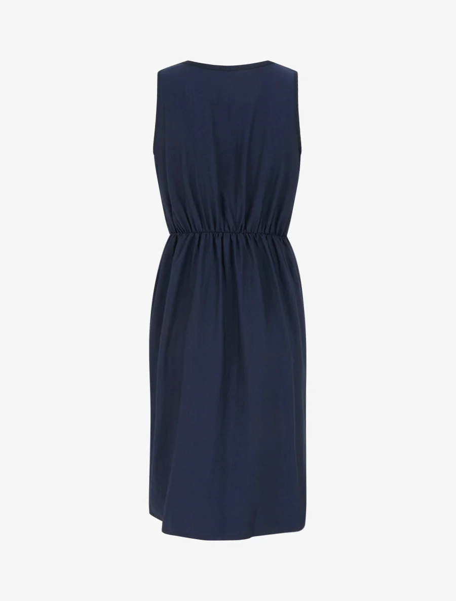 Robe longue unie à chaînette - Marine - Image 2