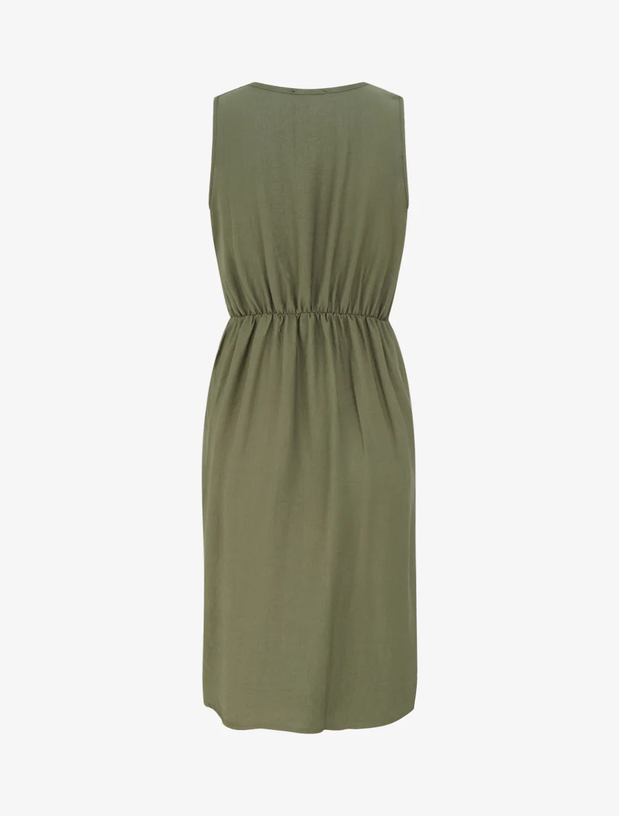Robe longue unie à chaînette - Kaki - Image 2