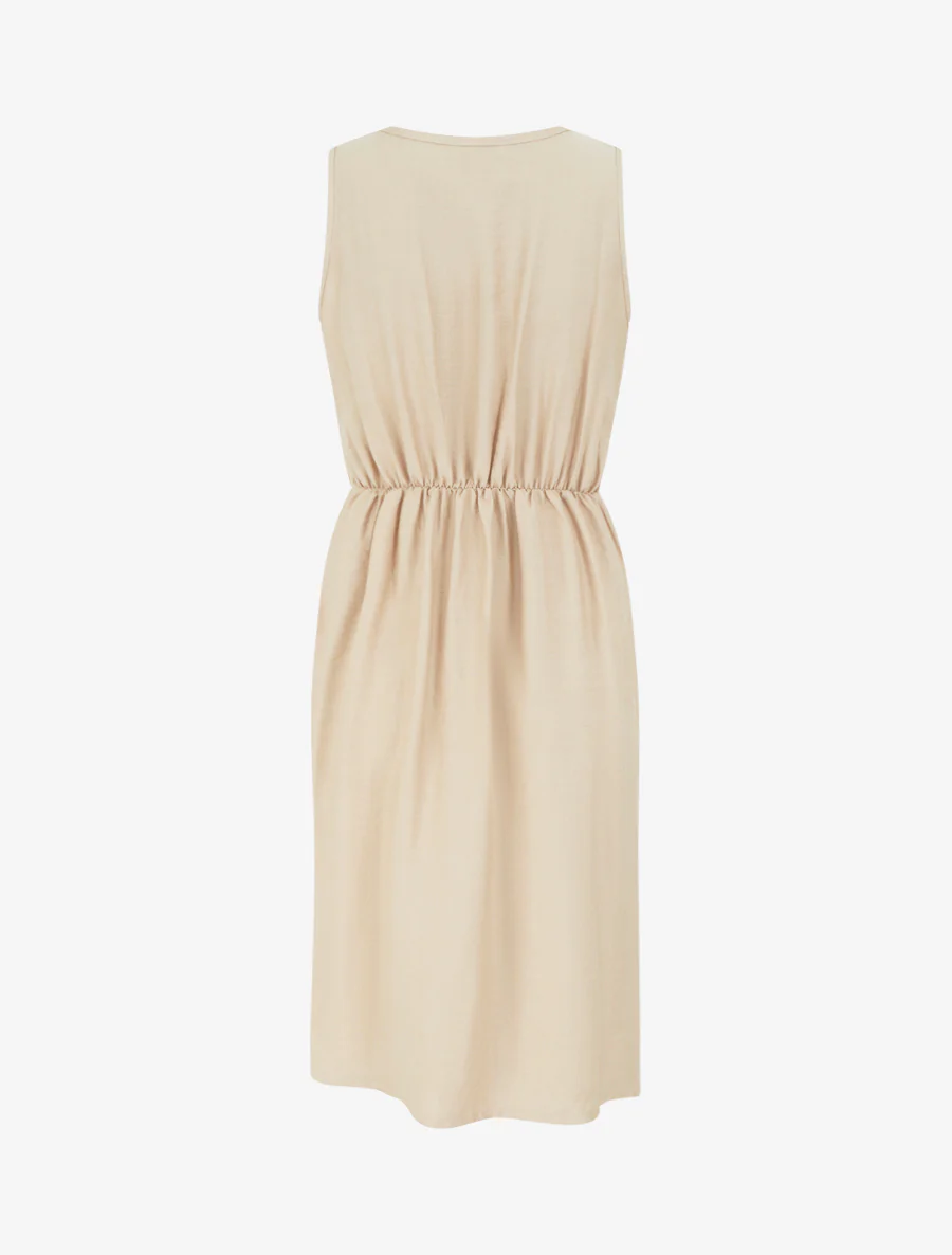 Robe longue unie à chaînette - Beige - Image 2