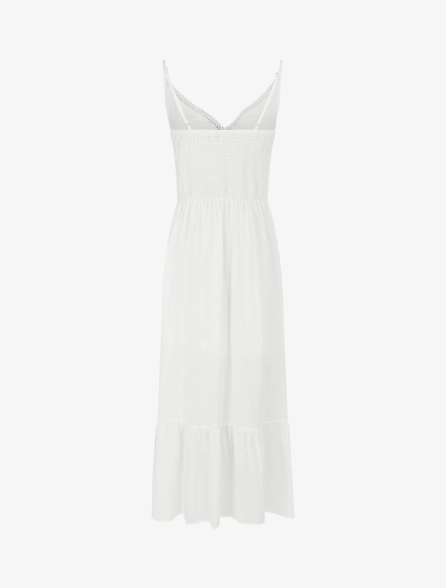 Robe longue unie à fines bretelles - Blanc - Image 2