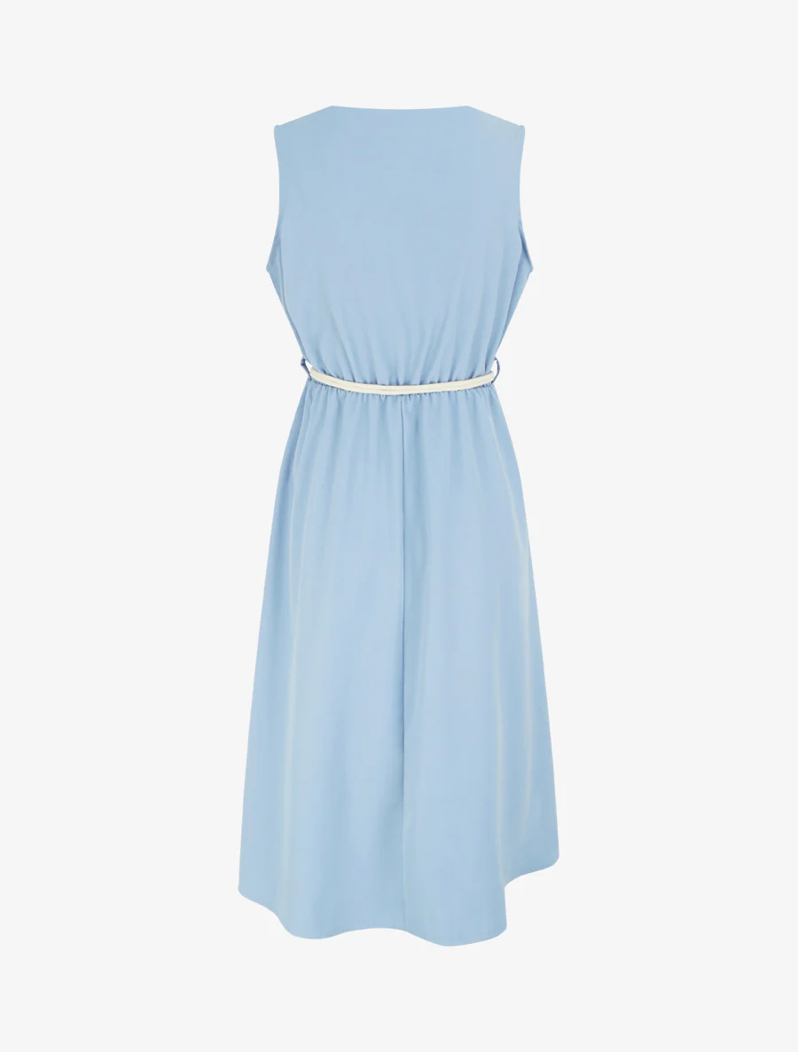 Robe longue unie à taille élastiquée - Bleu ciel - Image 2