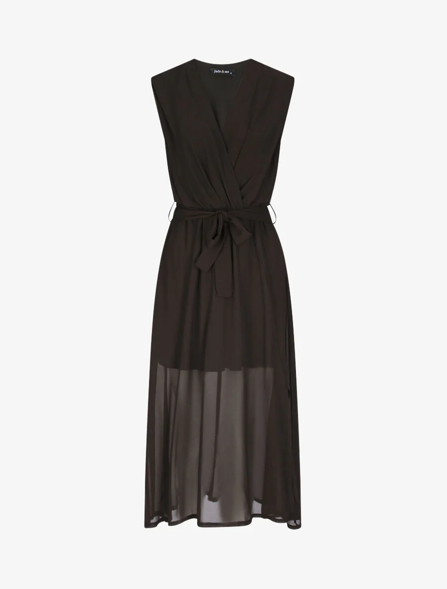 Robe longue unie à voile - Noir