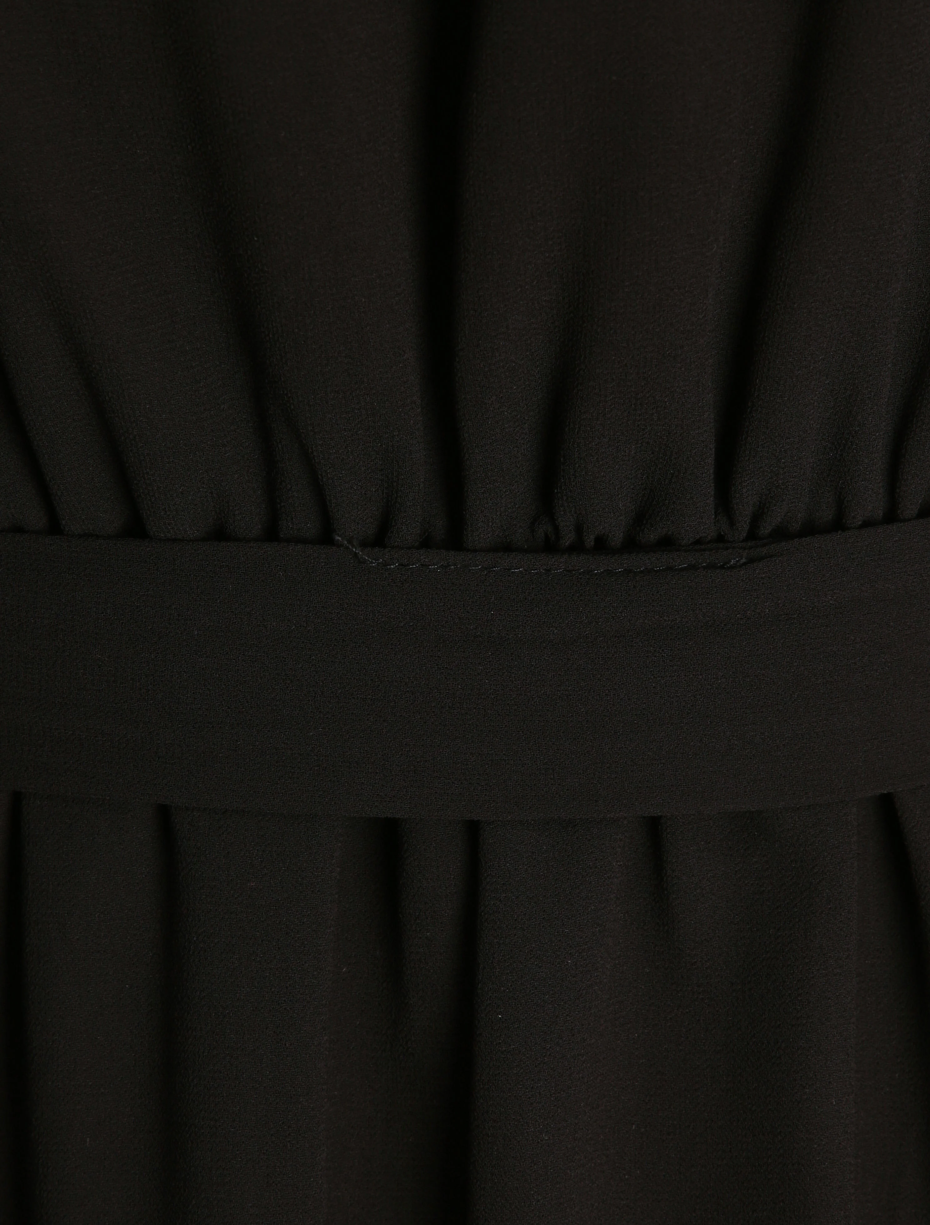 Robe longue unie à voile - Noir - Image 3