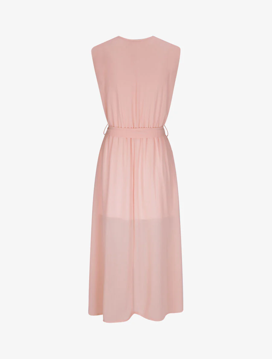 Robe longue unie à voile - Rose - Image 2