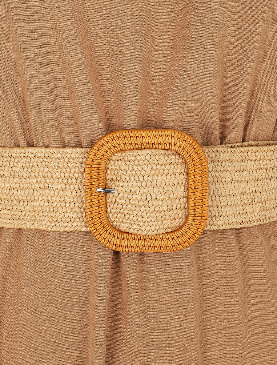 Robe longue unie dos nu - Camel - Image 3
