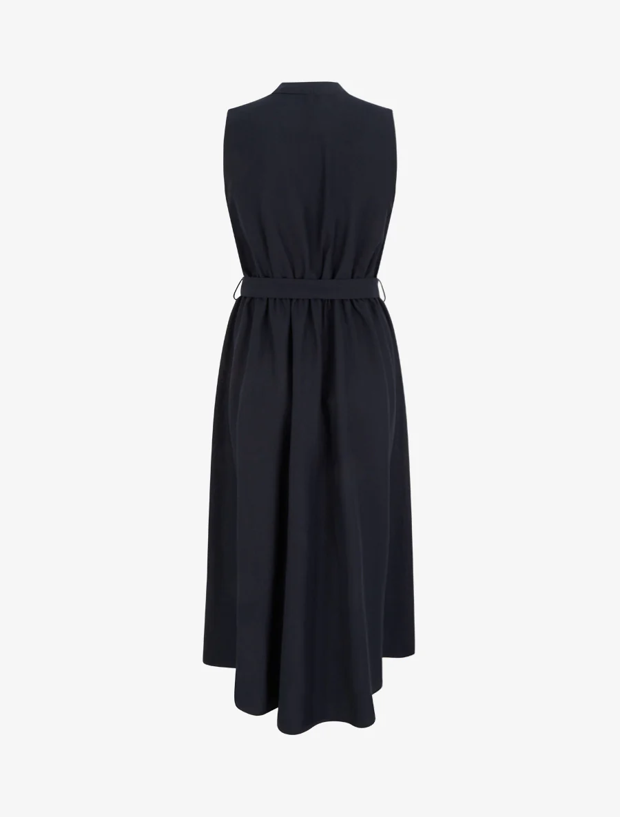 Robe longue unie effet lin - Marine - Image 2