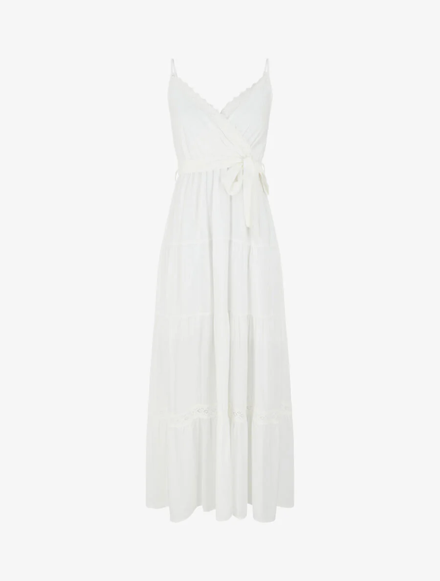 Robe longue unie élastiquée - Blanc