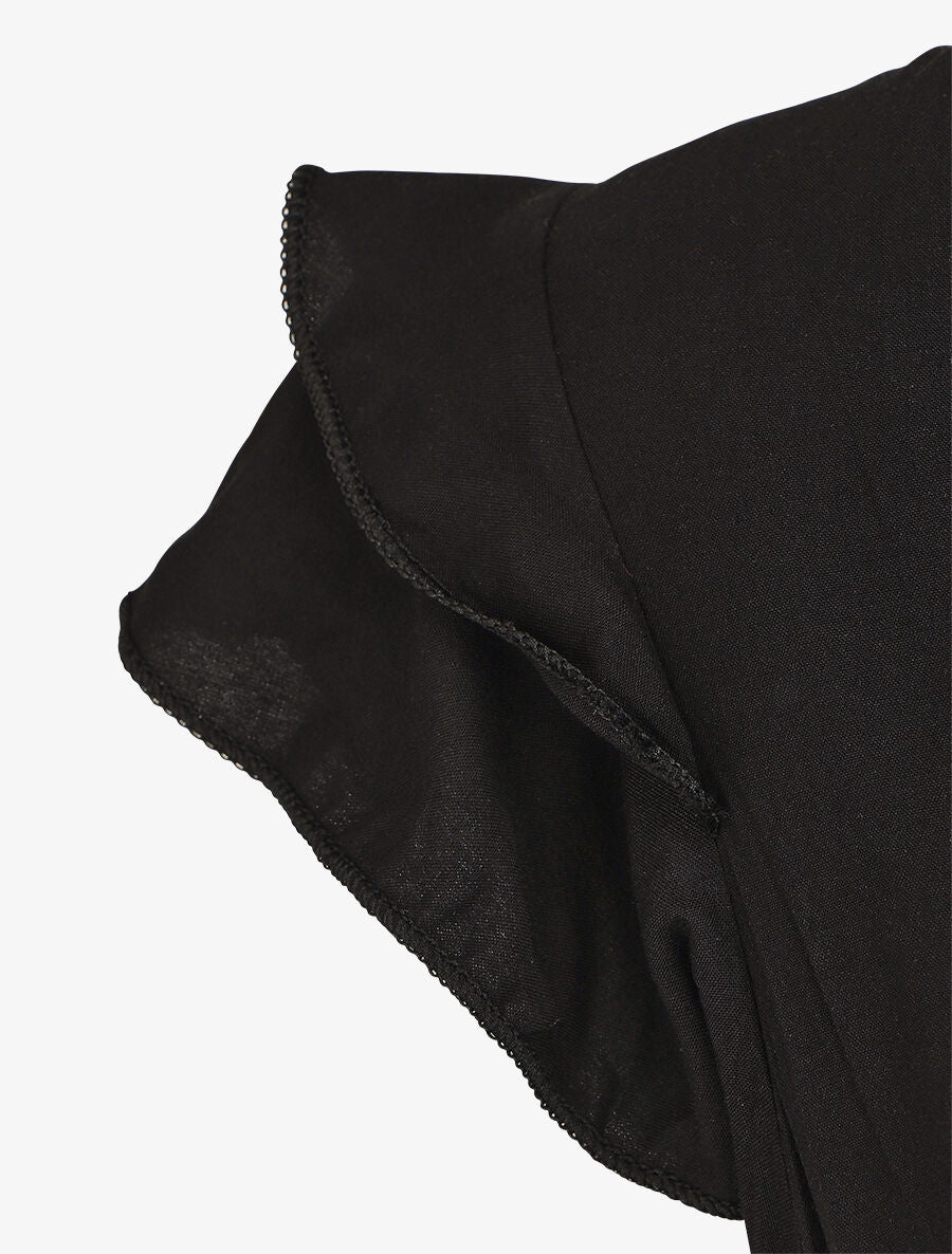 Robe longue unie sans manches à volants - Noir - Image 3