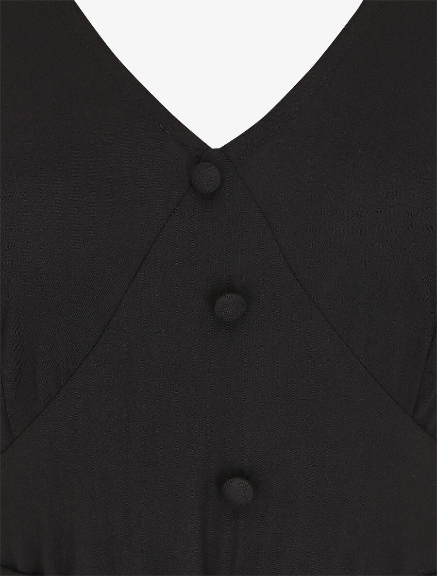 Robe longue unie sans manches - Noir - Image 3