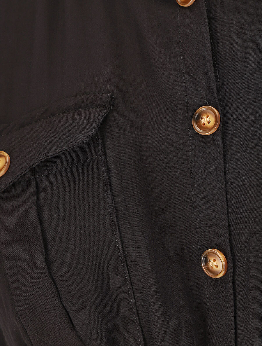 Robe longue unie sans manches - Noir - Image 3