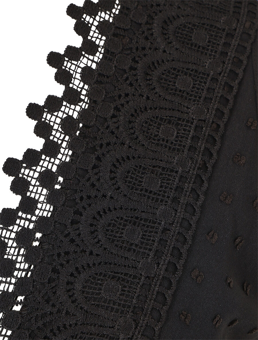 Robe longue unie texturée - Noir - Image 3