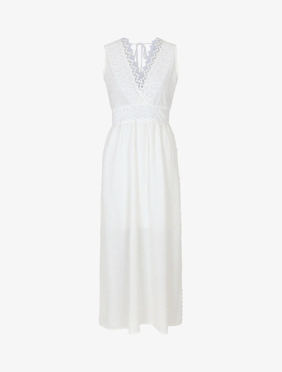 Robe longue unie texturée - Blanc