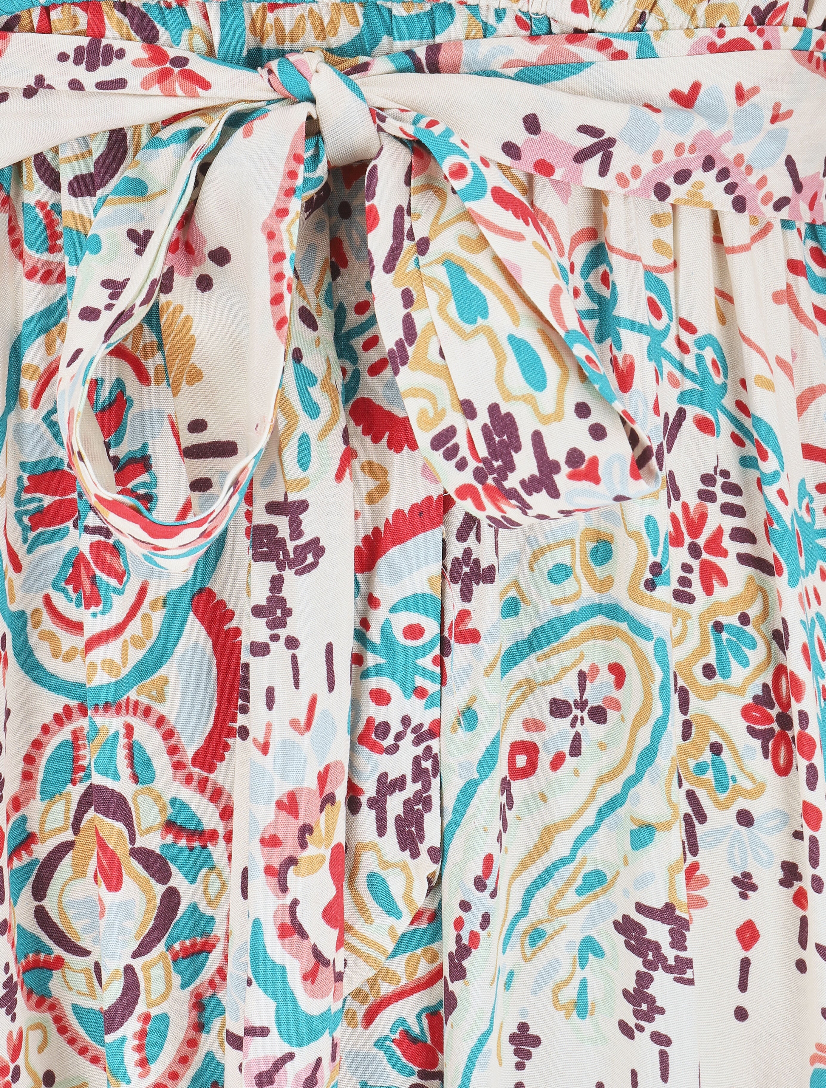 Robe longues motif floral à mancherons - Bleu canard - Image 3