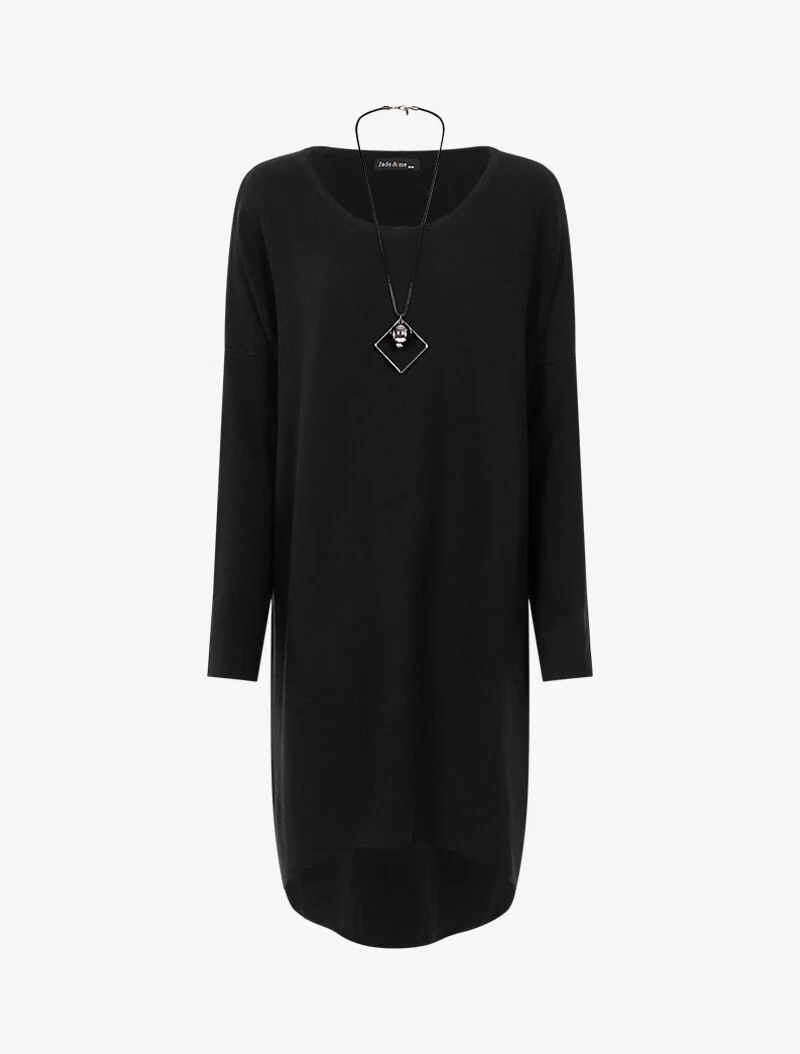 Robe loose avec sautoir - noir