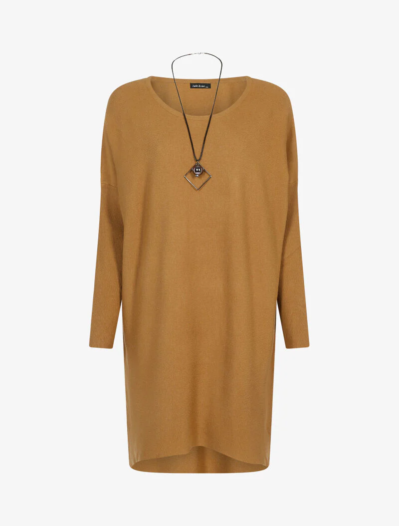 Robe loose avec sautoir - camel