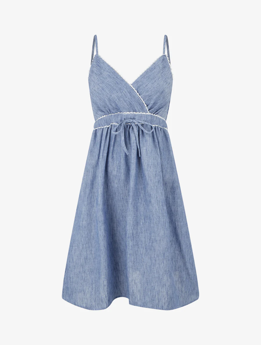 Robe mi-longue à col cache-coeur - Bleu