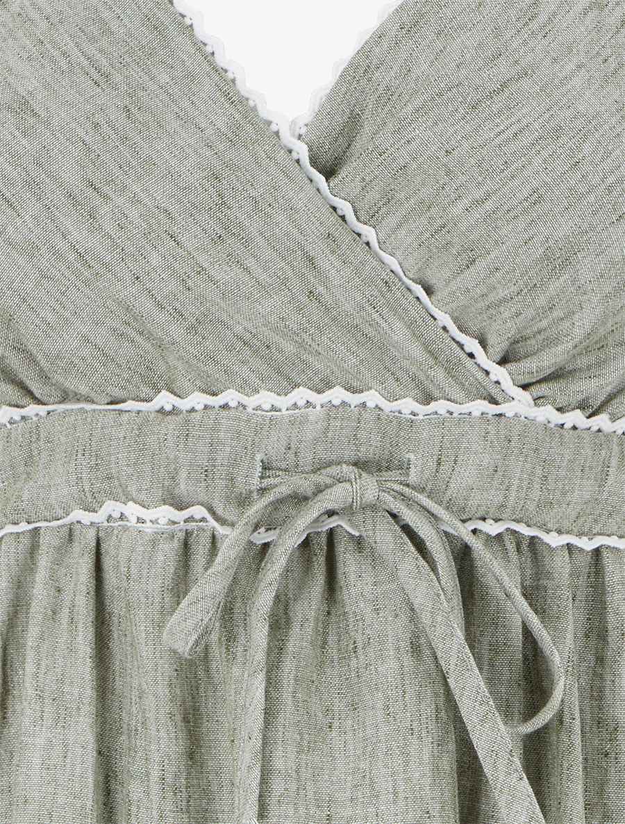 Robe mi-longue à col cache-coeur - Kaki - Image 3