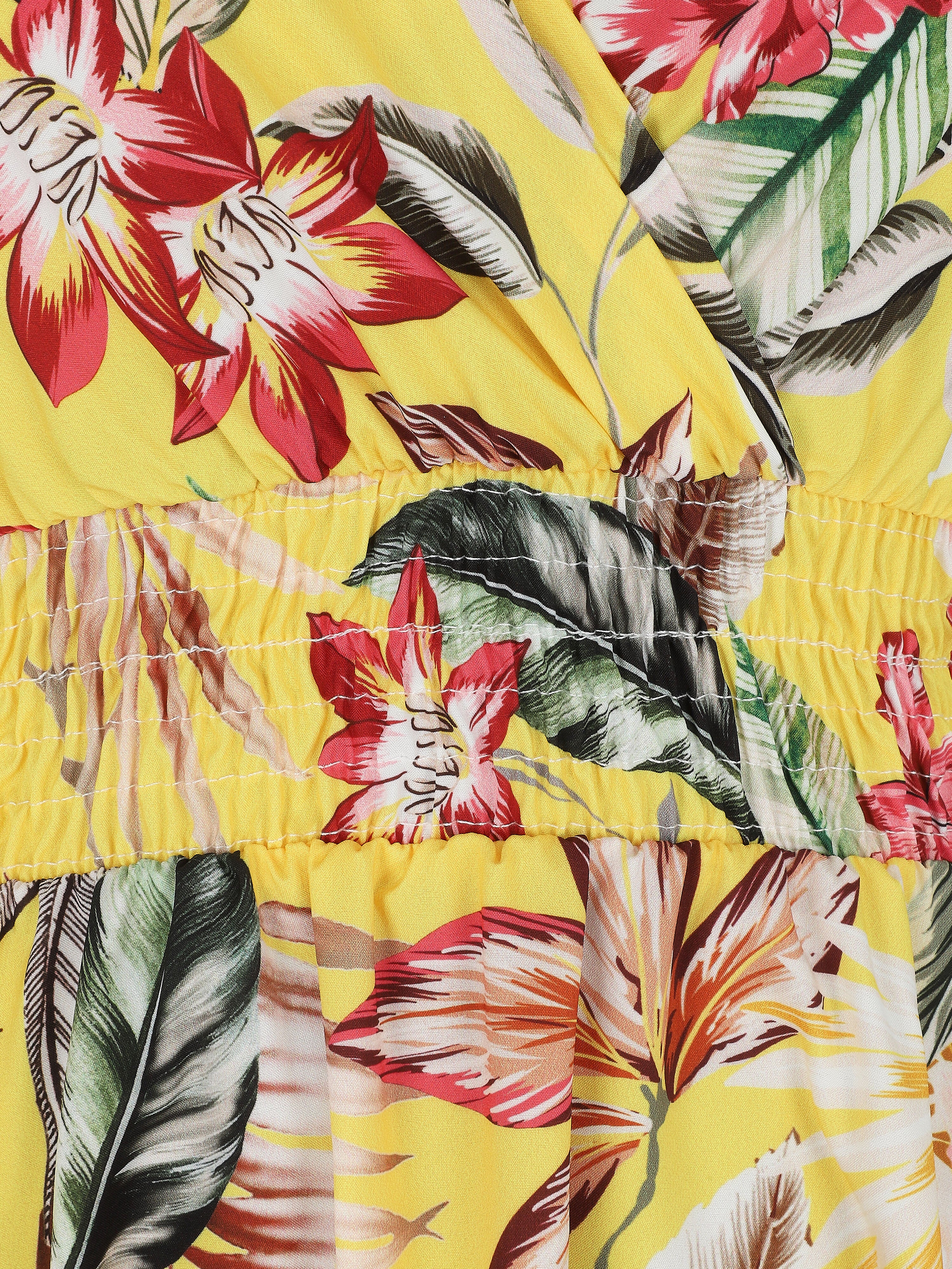Robe mi-longue à imprimé floral - Jaune - Image 3