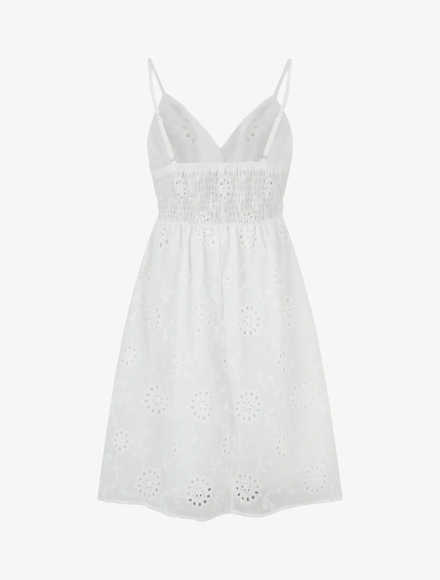 Robe mi-longue à motif floral ajouré - Blanc - Image 2