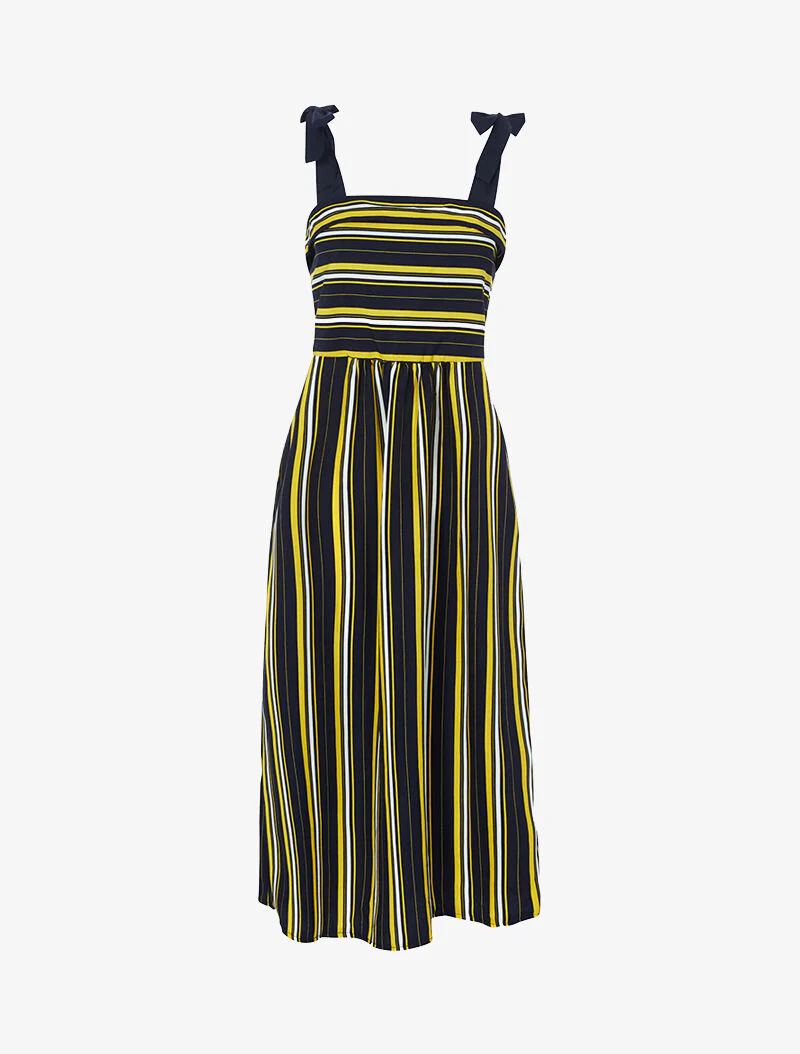 Robe mi longue à rayures - marine