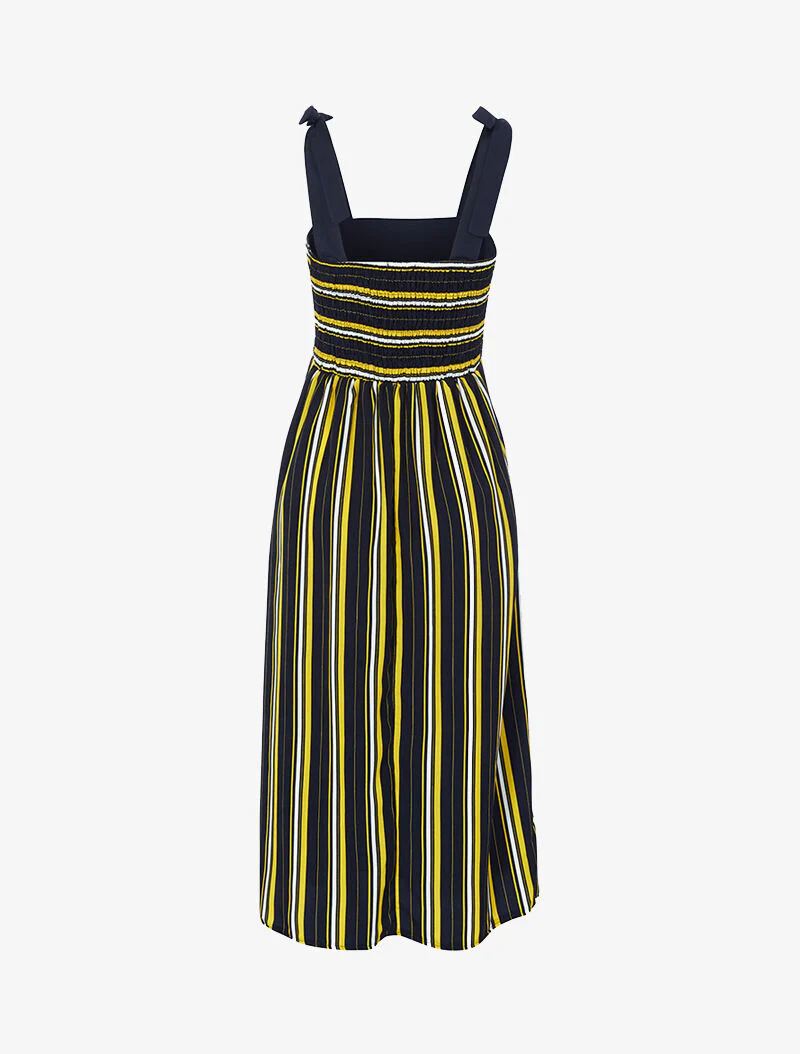 Robe mi longue à rayures - marine - Image 2