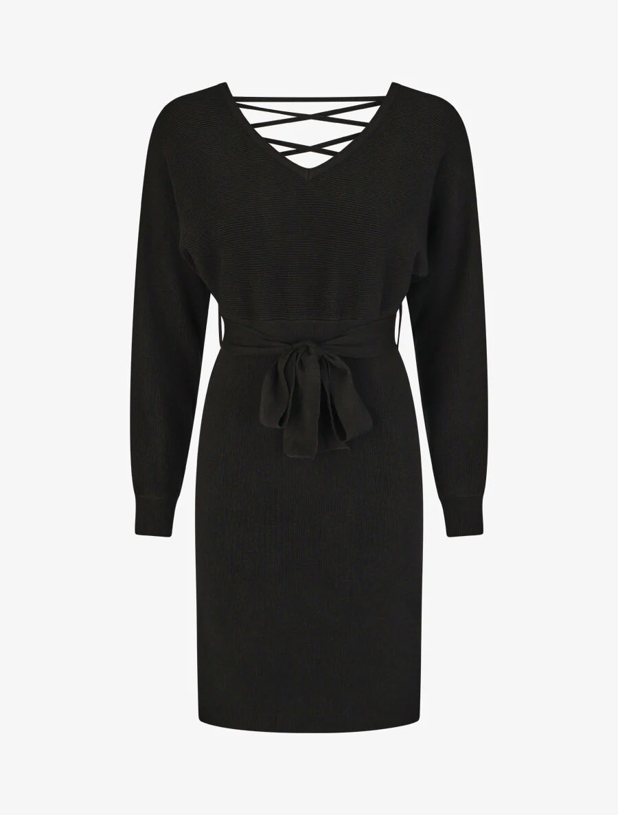 Robe mi-longue ajourée dans le dos - Noir