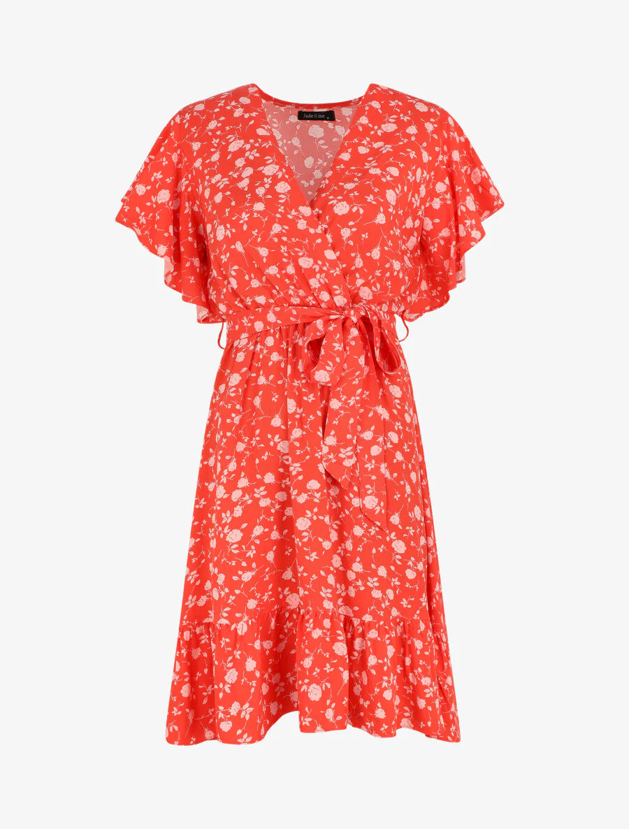 Robe mi-longue coupe patineuse - Rouge