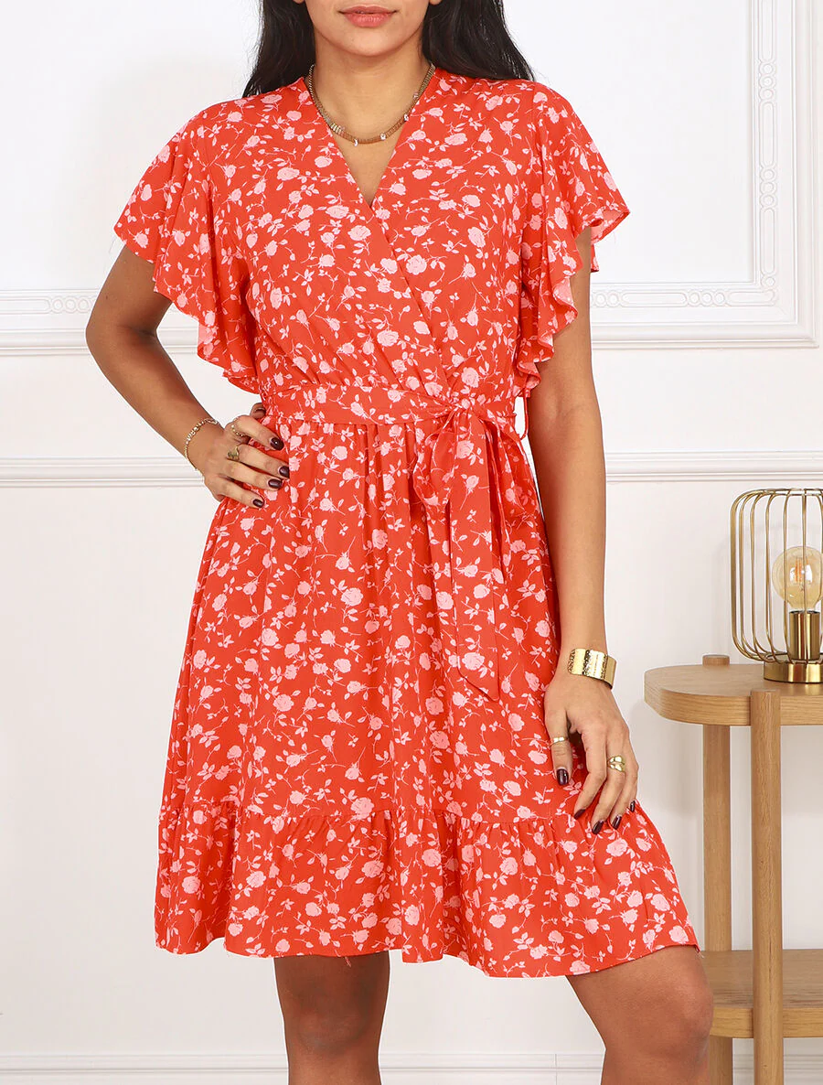 Robe mi-longue coupe patineuse - Rouge - Image 4