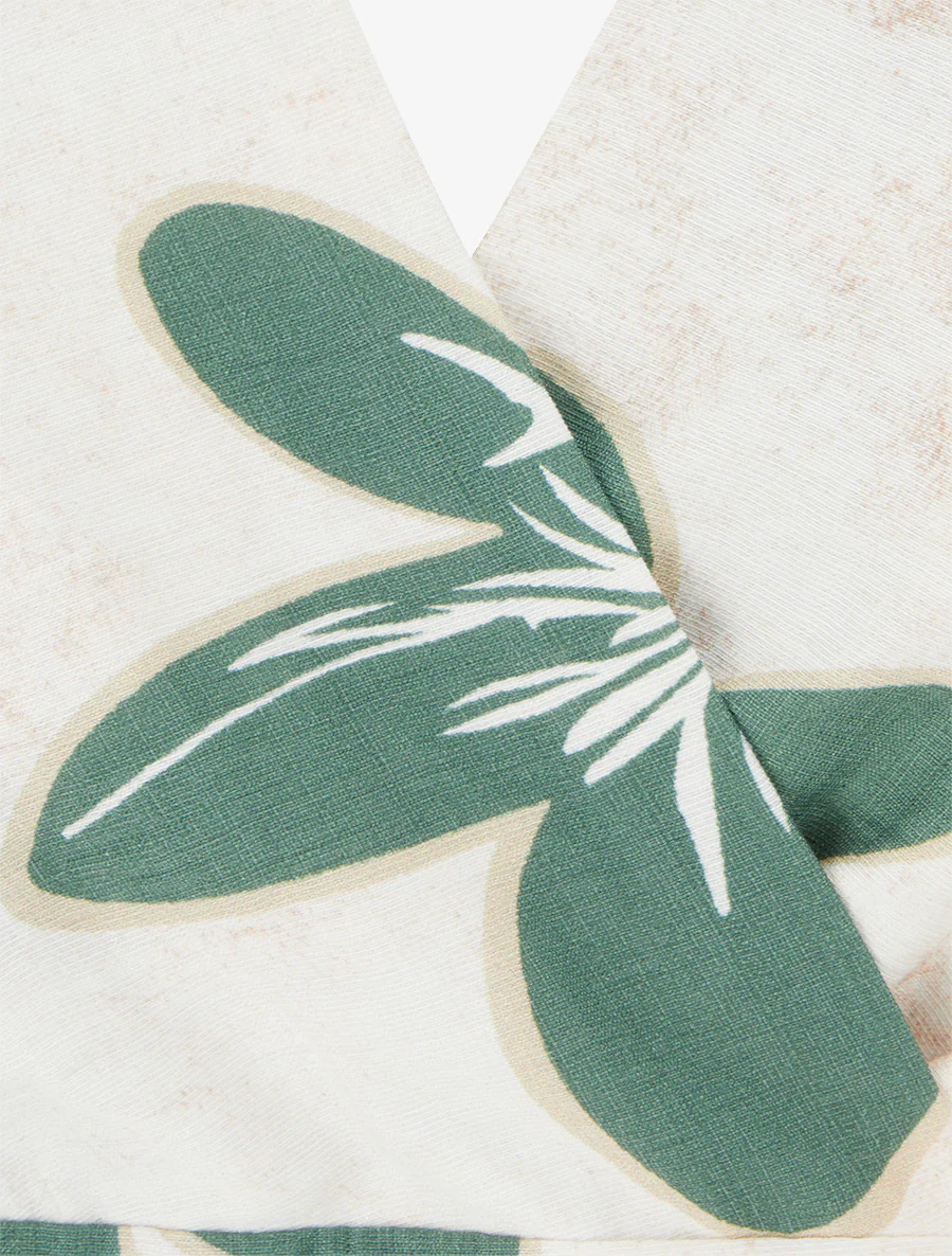 Robe mi-longue dos nu imprimé grandes fleurs - Vert - Image 3