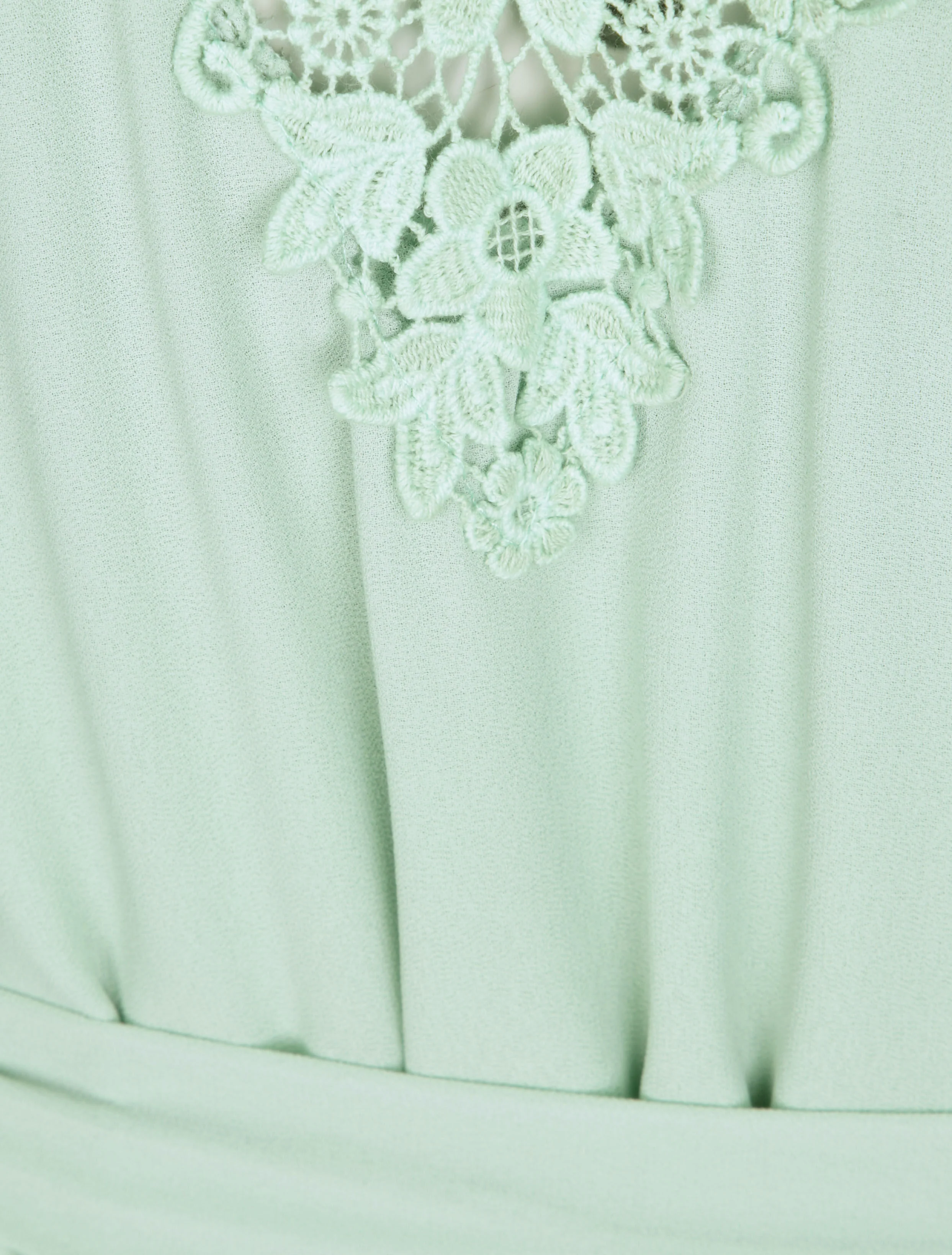 Robe mi-longue droite à dos en crochet - Vert d'eau - Image 3