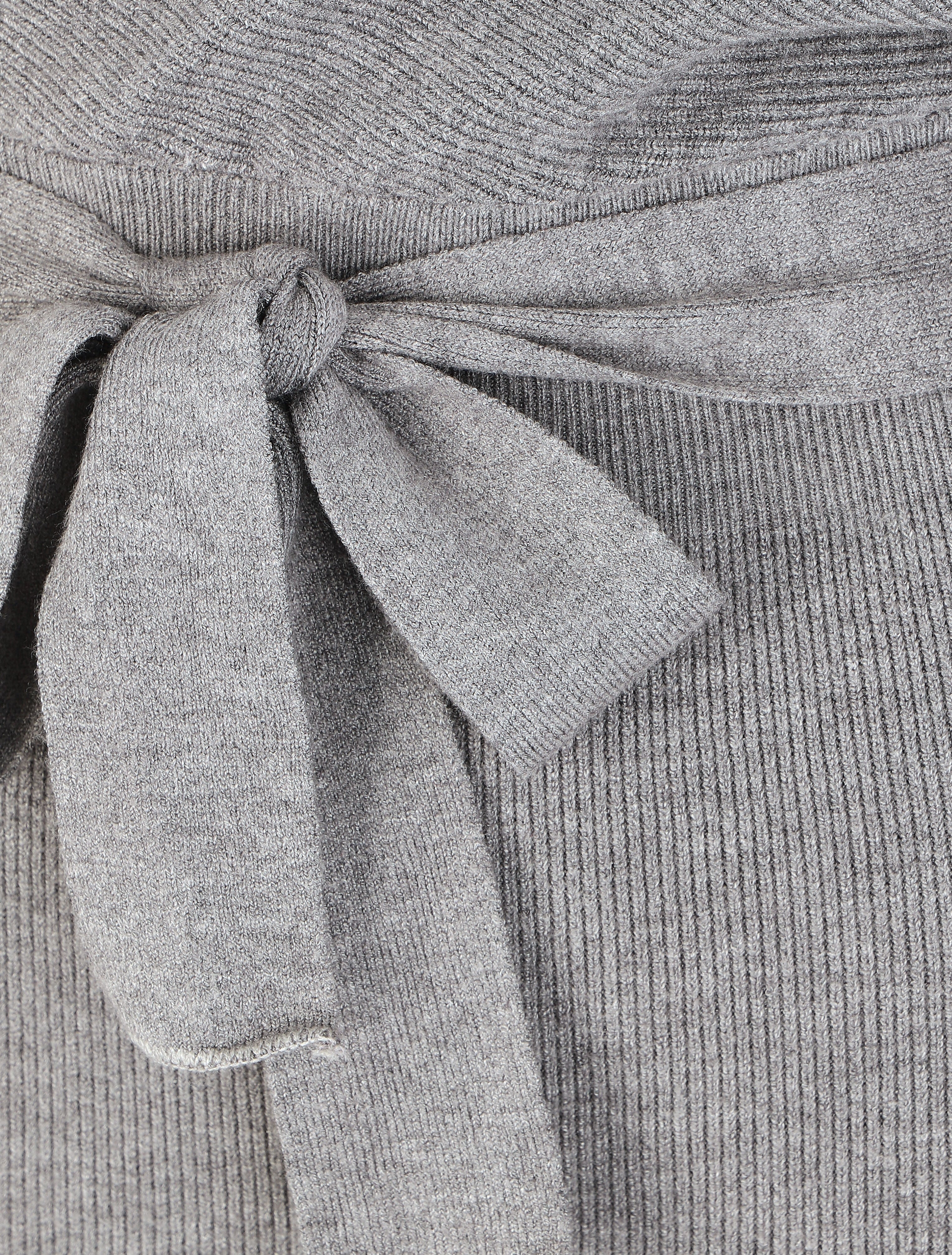 Robe mi-longue en maille à manches longues - Gris - Image 3