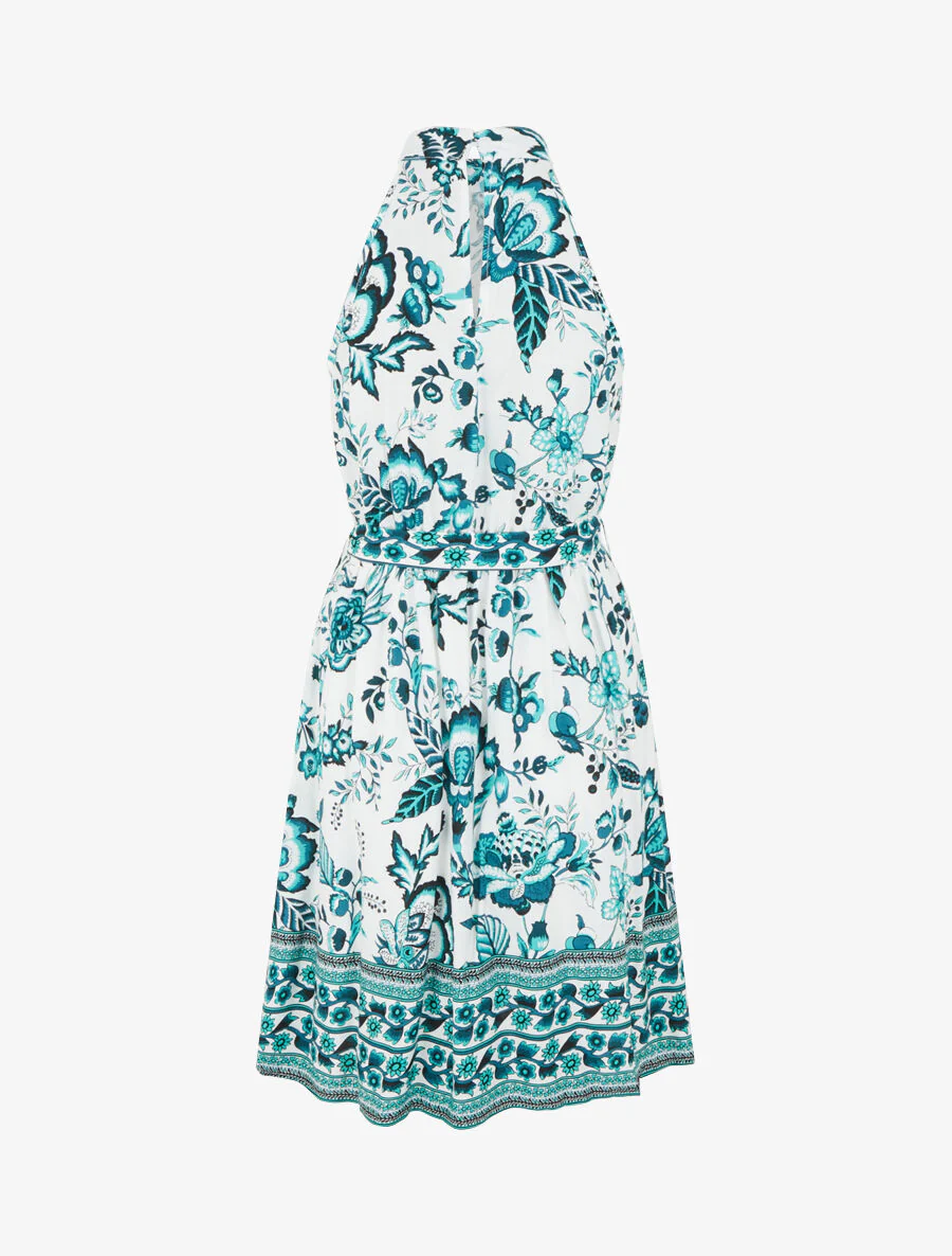 Robe mi-longue évasée imprimé floral - Vert - Image 2
