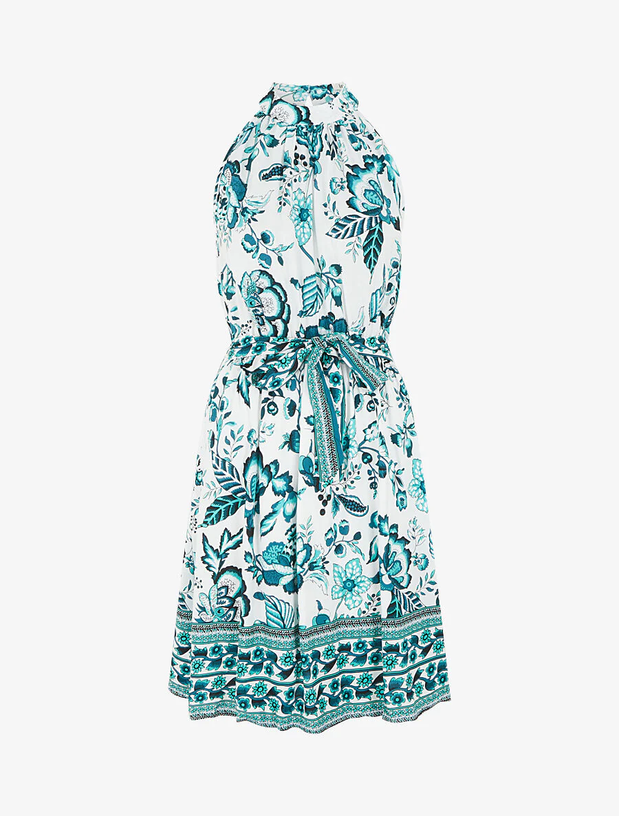 Robe mi-longue évasée imprimé floral - Vert - Image 5