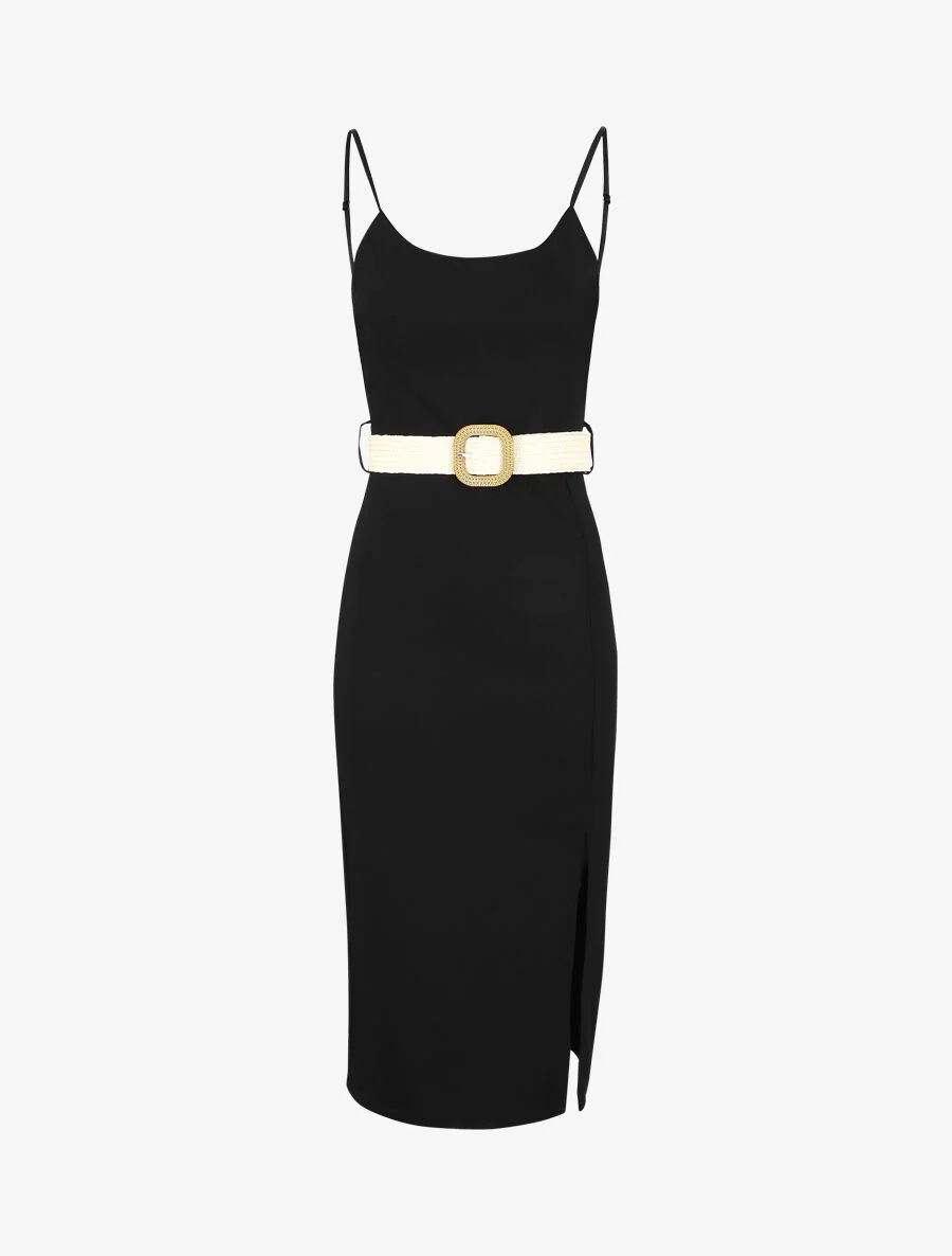 Robe mi-longue fendue - Noir