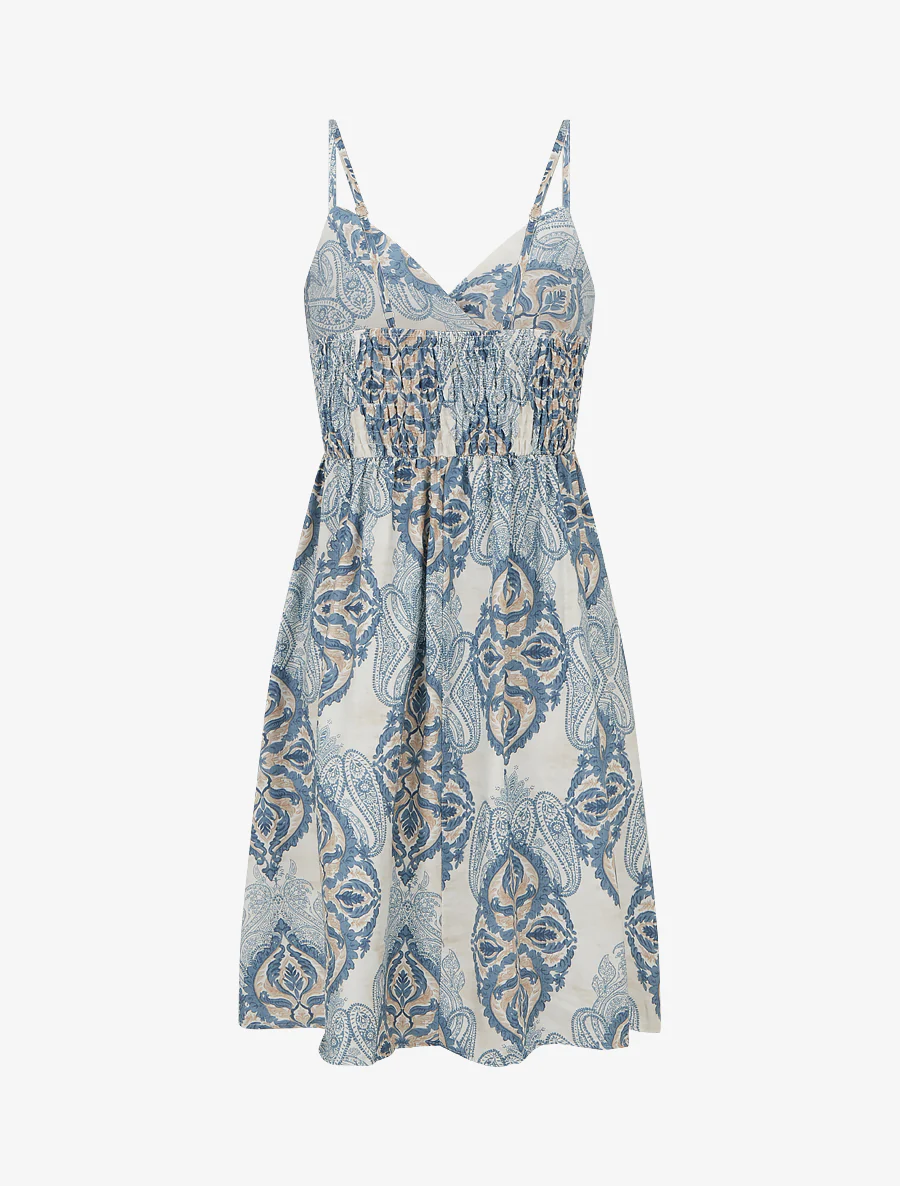 Robe mi-longue imprimé baroque - Bleu - Image 2
