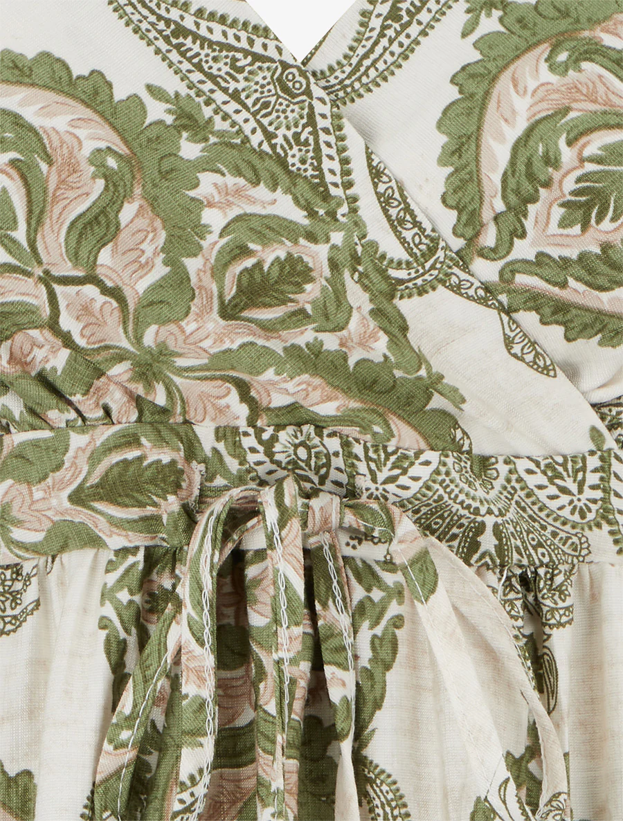 Robe mi-longue imprimé baroque - Kaki - Image 3