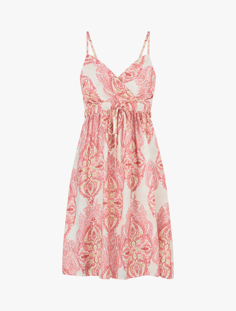 Robe mi-longue imprimé baroque - Rose