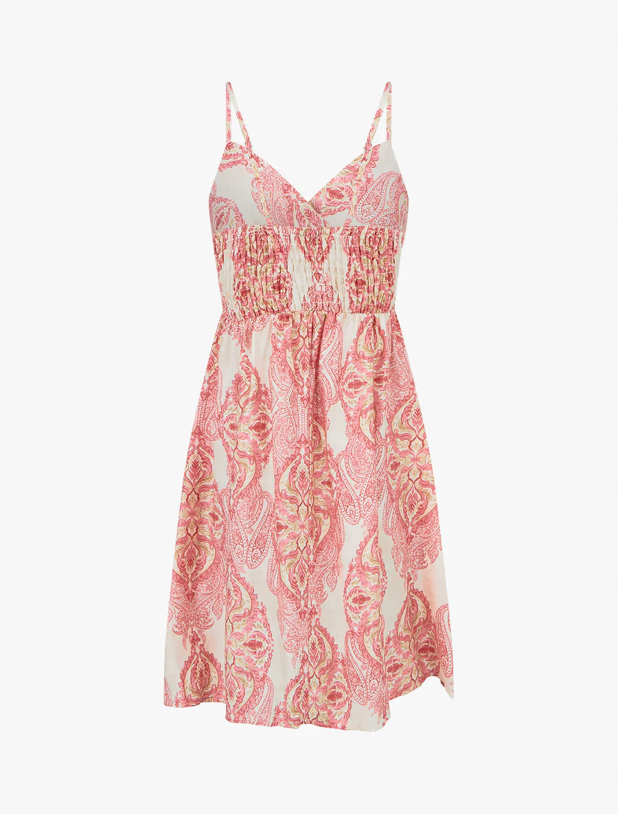 Robe mi-longue imprimé baroque - Rose - Image 2
