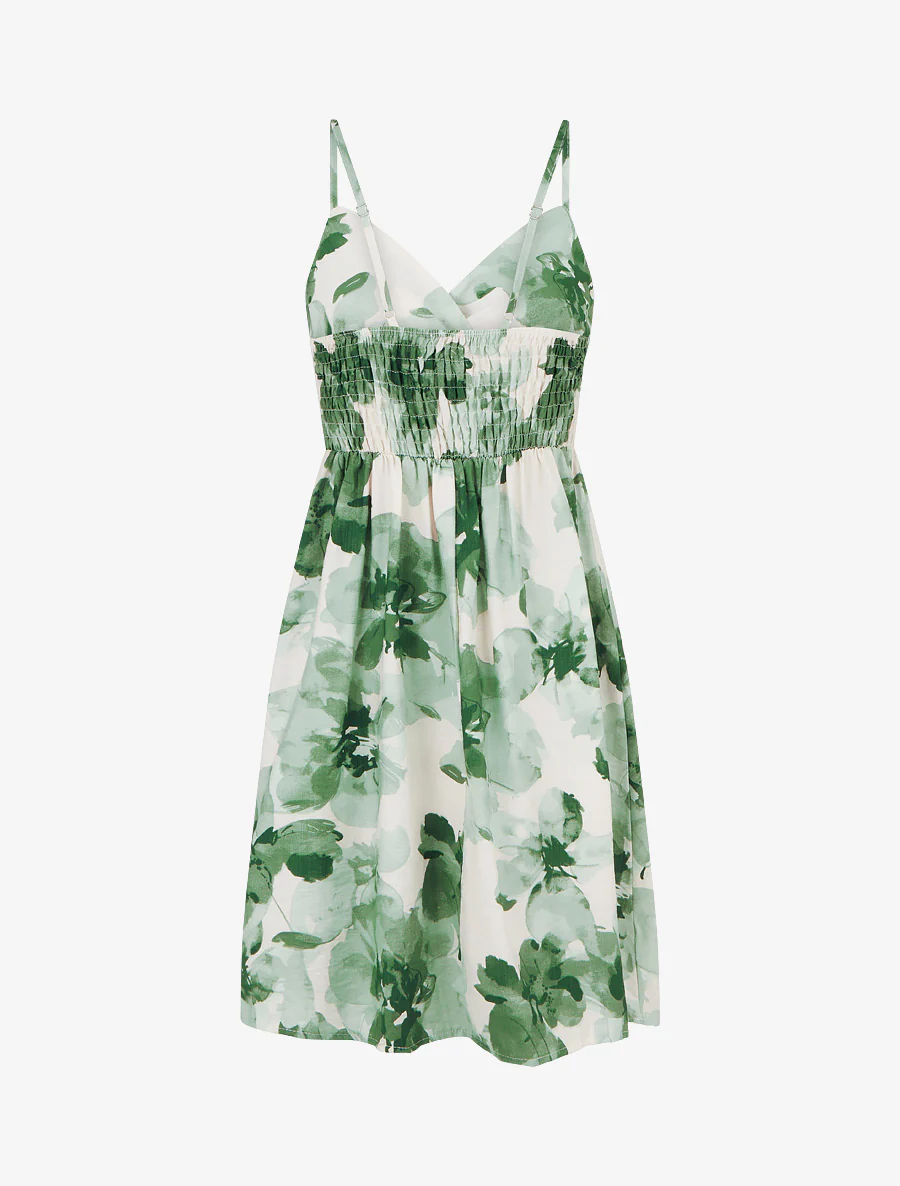 Robe mi-longue imprimé floral - Vert - Image 2