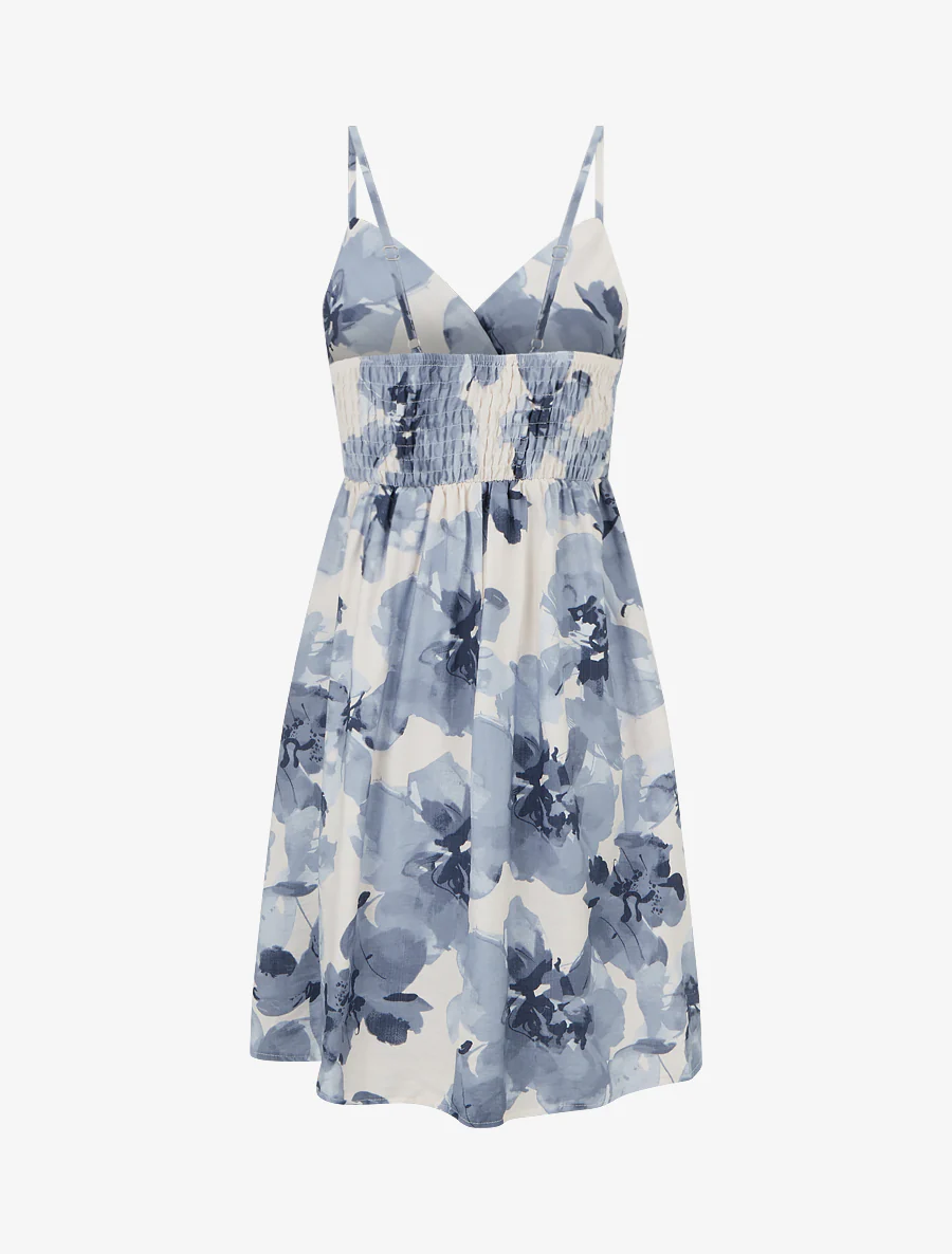 Robe mi-longue imprimé floral - Bleu gris - Image 2
